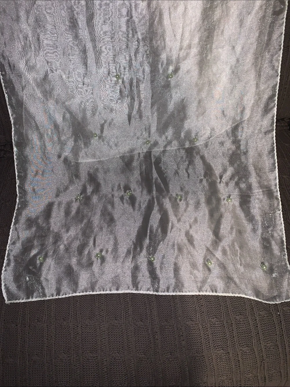 Vintage Sheer Pearl Beaded Women's Scarf Wrap